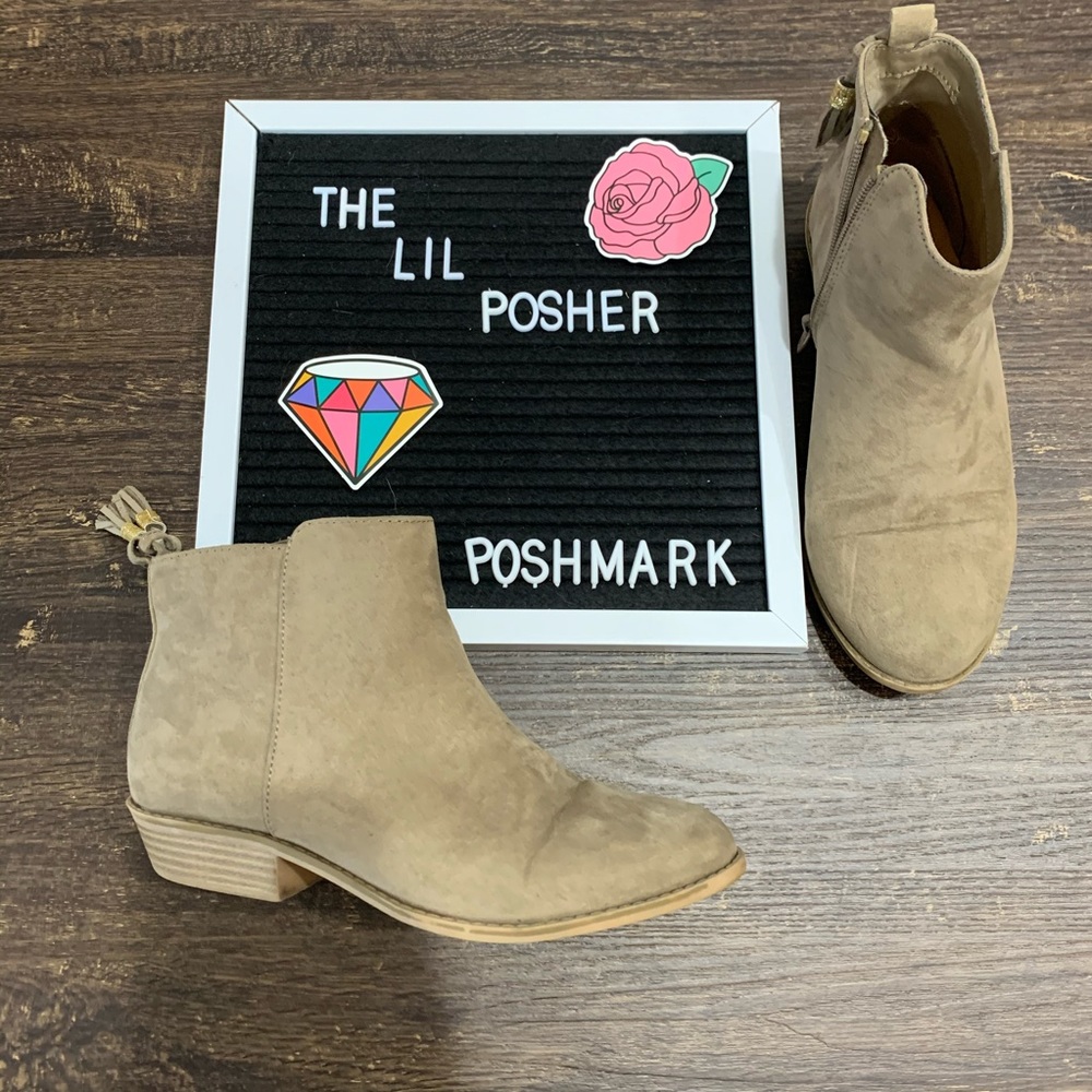Justice Kids Ankle ZIP Side Boots Tan Size 3